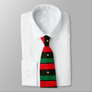 Shells on Red Black Green Crochet All Over Printed Tie