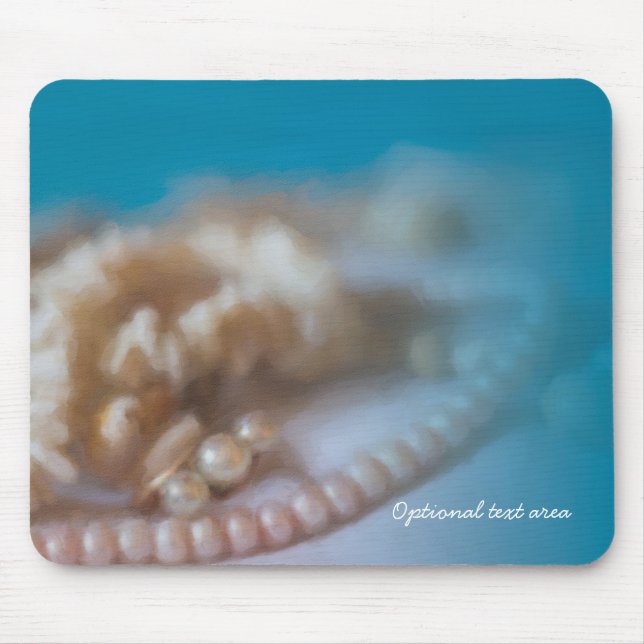 Shells & Pearls Elegant Painted Beach Mouse Pad (Front)