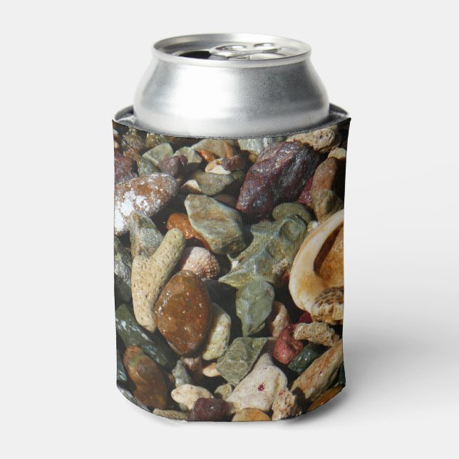 Shells, Rocks and Coral Nature Photography Can Cooler (Can Front)