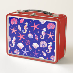 Shells Seahorses and Seastars Kid or Adult Metal Lunch Box