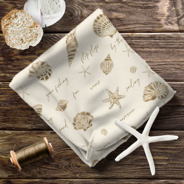 Shells Starfish Sun Fun Text Sandstone ID918  Fabric (Creator Uploaded)