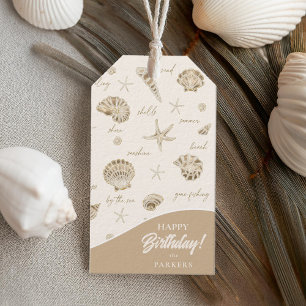 Shells Starfish Sun Fun Text Sandstone ID918  Gift Tags