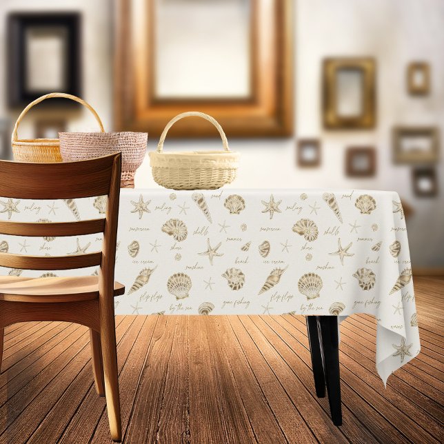 Shells Starfish Sun Fun Text Sandstone ID918  Tablecloth (Creator Uploaded)