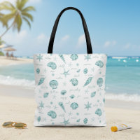 Shells Starfish Sun Fun Text Teal ID918 