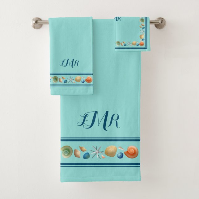 Shells & Stripes Bath Towel Set (Insitu)
