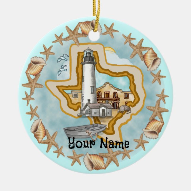 Shells Texas Lighthouse Ornament (Front)