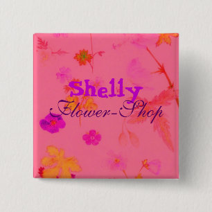 , Shelly, Flower-Shop 2 Inch Square Button