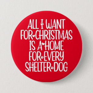 Shelter Dog Christmas Button