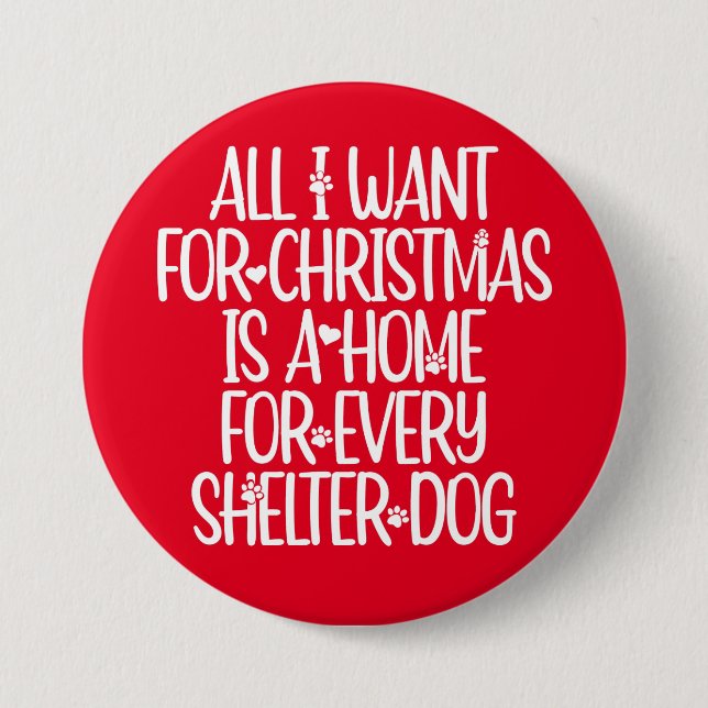Shelter Dog Christmas Button (Front)