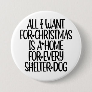 Shelter Dog Christmas Button