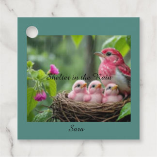 Shelter in the Rain – A Rose-Breasted Grosbeak’s Favour Tags