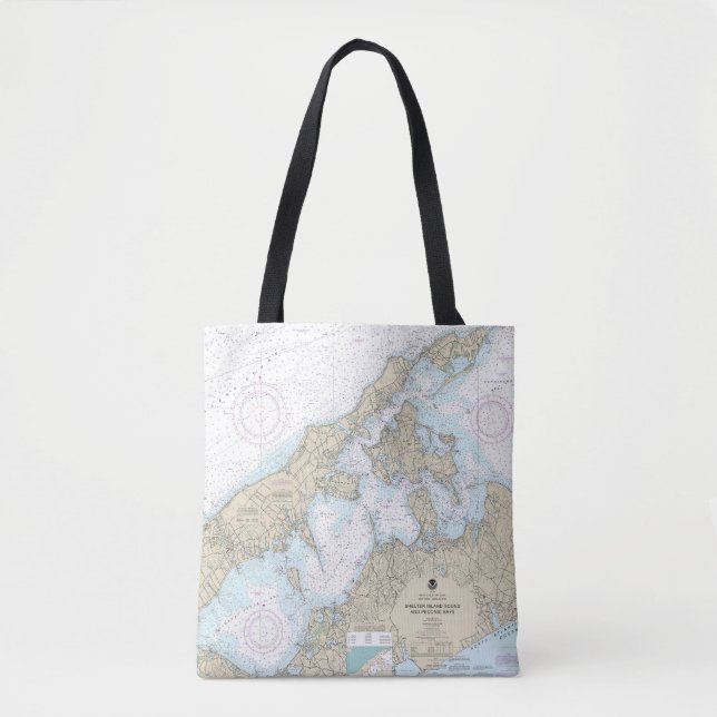 Shelter Island Sound and Peconic Bays Chart Tote Bag (Front)