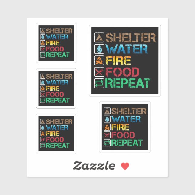 Shelter Water Fire Food - Survival Stay Alive (Sheet)