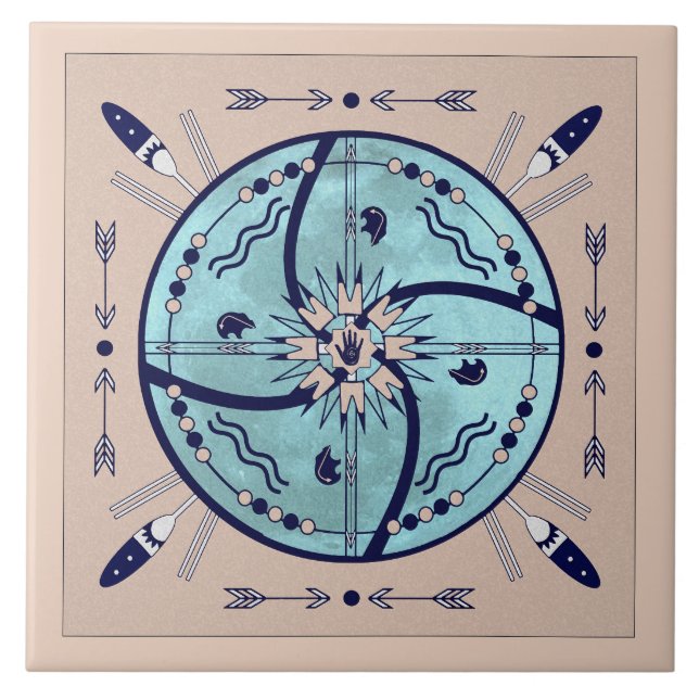 Sheltering Moon Mandala Native Symbols Tile (Front)