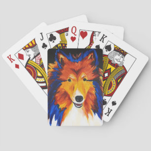 Sheltie Abstract Painting Playing Cards