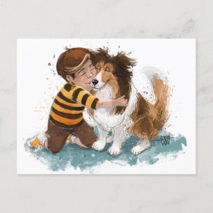 Sheltie and Boy Dog Hug Postcard