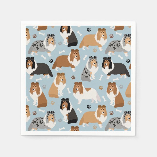 Sheltie Bones and Paws Napkin (Front)