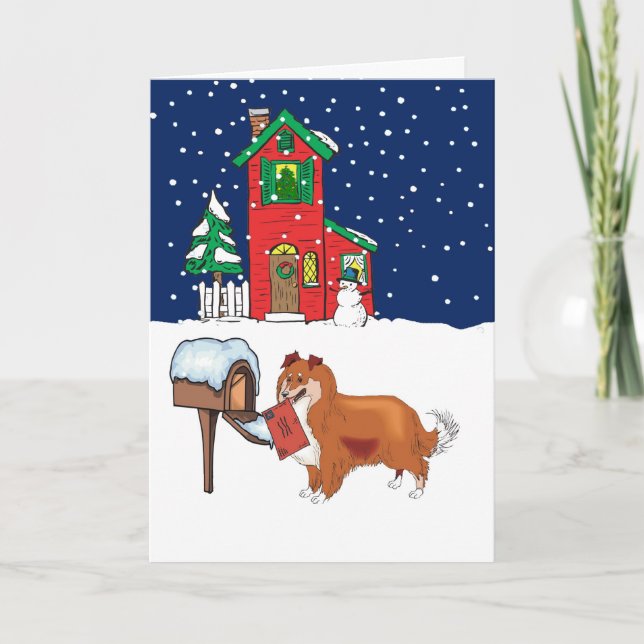 Sheltie Christmas Mail Holiday Card (Front)