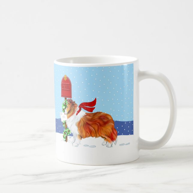 Sheltie Christmas Mail Sable Coffee Mug (Right)