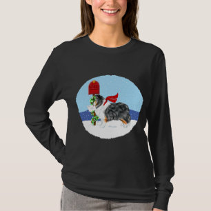 Sheltie Christmas Mail Tri Colour T-Shirt