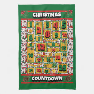 Sheltie Countdown Christmas Advent Calendar Dog Kitchen Towel