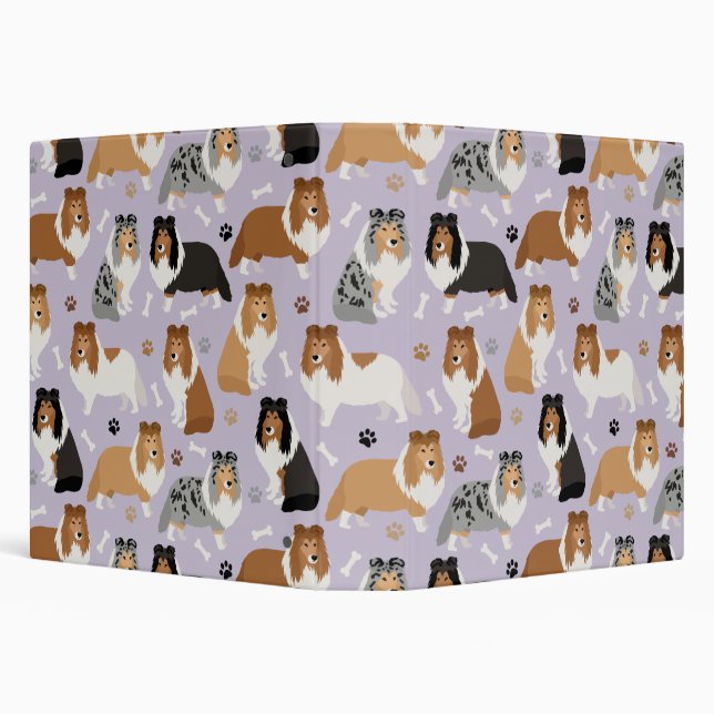 Sheltie Dog Bones and Paws 3 Ring Binder (Background)