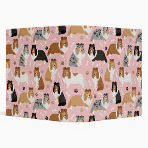 Sheltie Dog Bones and Paws 3 Ring Binder