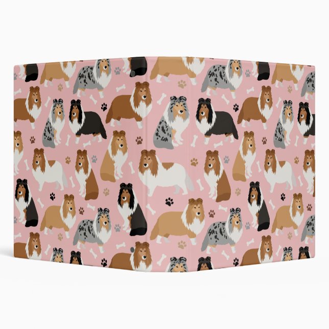 Sheltie Dog Bones and Paws 3 Ring Binder (Background)