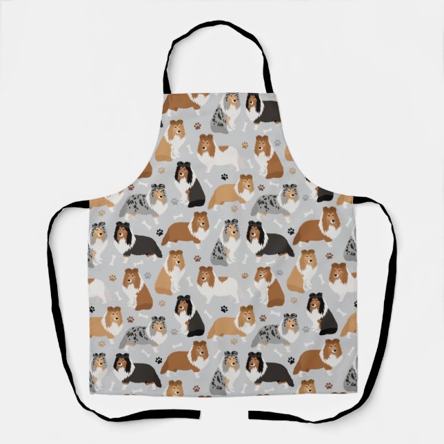 Sheltie Dog Bones and Paws Apron (Front)