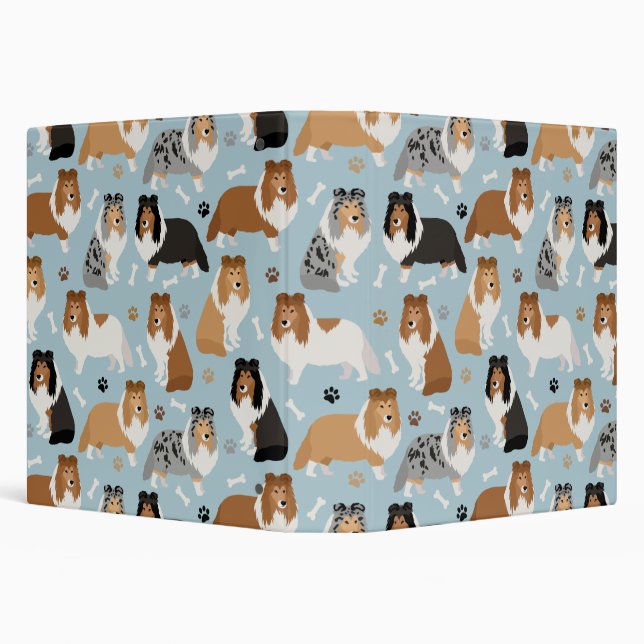 Sheltie Dog Bones and Paws Binder (Background)
