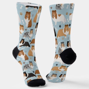 Sheltie Dog Bones and Paws Socks