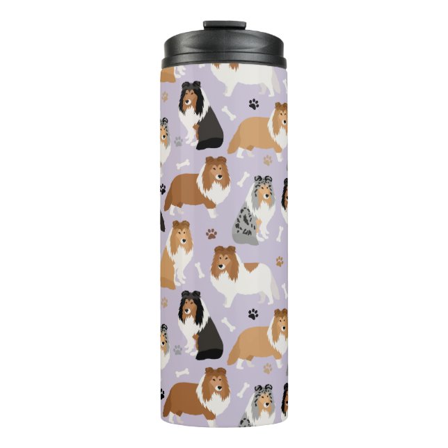 Sheltie Dog Bones and Paws Thermal Tumbler (Front)