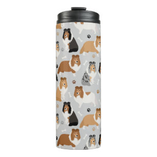 Sheltie Dog Bones and Paws Thermal Tumbler