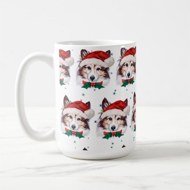 Sheltie Dog Breed Christmas Stars Coffee Mug (Left)