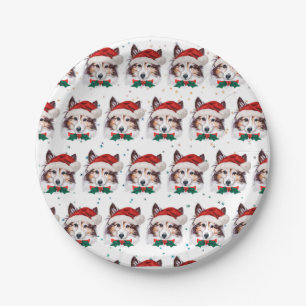 Sheltie Dog Breed Christmas Stars Paper Plate