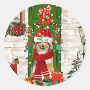 Sheltie Dog Christmas Classic Round Sticker