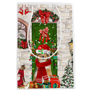 Sheltie Dog Christmas Medium Gift Bag