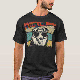 Sheltie Dog Cool Lover Simple Vintage Retro Style T-Shirt