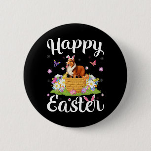 Sheltie Dog Happy Easter Egg Hunt Bunny Ear Easter 2 Inch Round Button