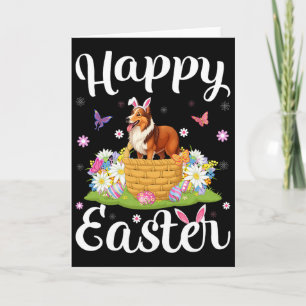 Sheltie Dog Happy Easter Egg Hunt Bunny Ear Easter Card