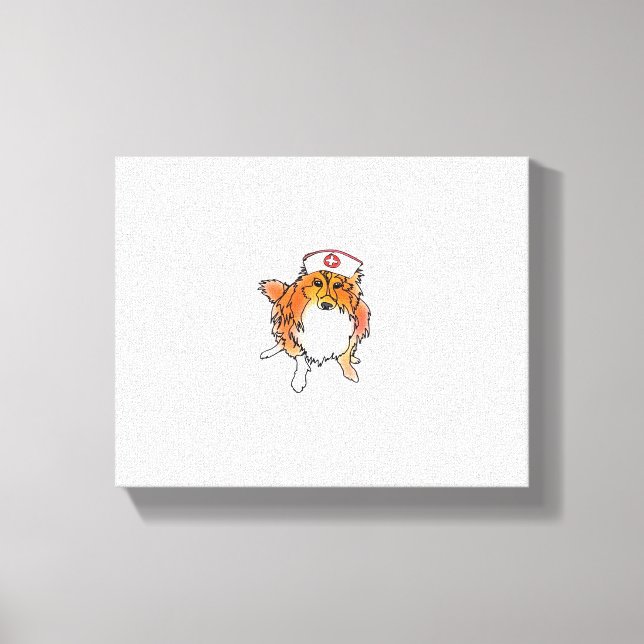 Sheltie Dog in Nurse Hat – animalsinhats Classic T Canvas Print (Front)