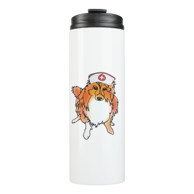 Sheltie Dog in Nurse Hat – animalsinhats Classic T Thermal Tumbler (Front)
