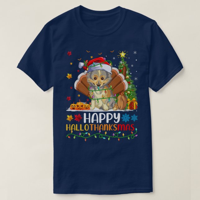 Sheltie Dog Lover Funny Happy Sheltie HelloThanksM T-Shirt (Design Front)
