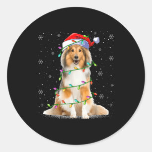 Sheltie Dog Lover Xmas Lighting Santa Sheltie Chri Classic Round Sticker