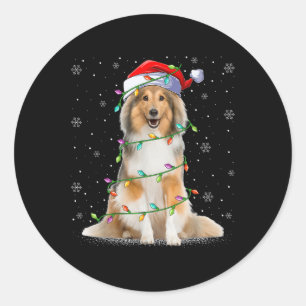 Sheltie Dog Lover Xmas Lighting Santa Sheltie Chri Classic Round Sticker