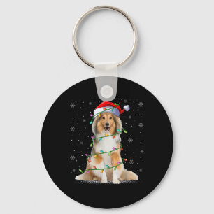Sheltie Dog Lover Xmas Lighting Santa Sheltie Chri Keychain