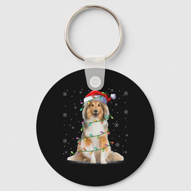 Sheltie Dog Lover Xmas Lighting Santa Sheltie Chri Keychain (Front)