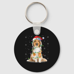 Sheltie Dog Lover Xmas Lighting Santa Sheltie Chri Keychain