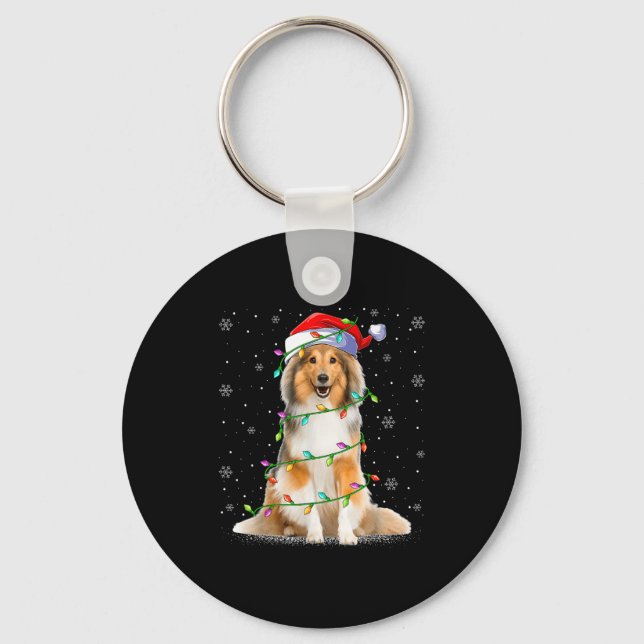 Sheltie Dog Lover Xmas Lighting Santa Sheltie Chri Keychain (Front)