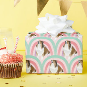 Sheltie Dog Rainbow Pink Birthday Wrapping Paper